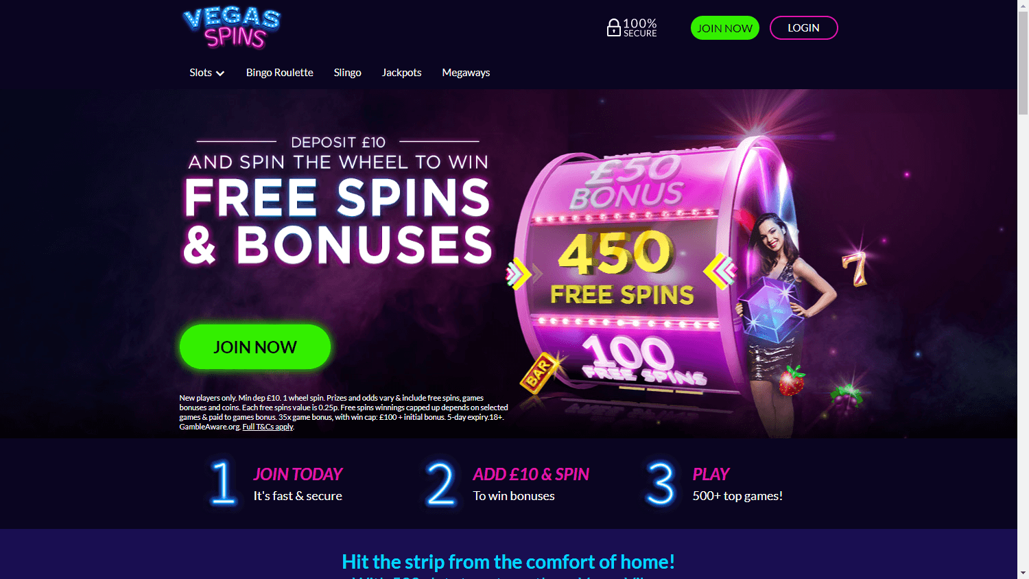 Vegas Spins Casino Desktop screenshot